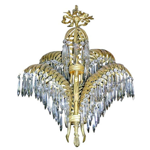 French Bronze Palm Chandelier by Bagues
