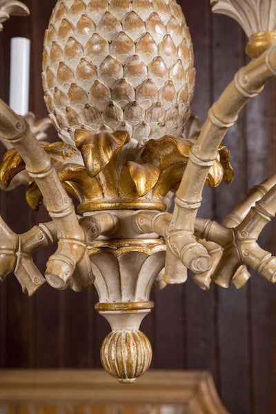 1950's gold pineapple chandelier with 6 branch, Italian – Church