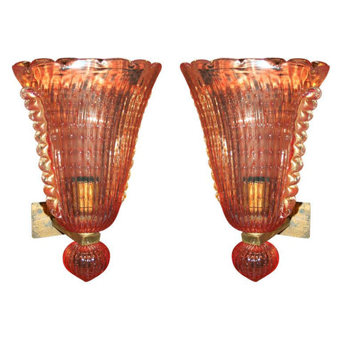 Pair of Venetian Murano Glass Sconces