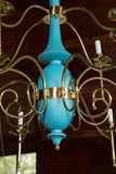 Department Store Chandelier, Robin's Egg Blue and Brass