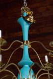 Department Store Chandelier, Robin's Egg Blue and Brass
