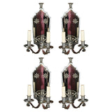 Four Nickel and Mirror Sconces