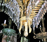 French Bronze Palm Chandelier by Bagues