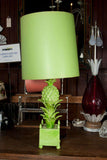 French Green Ceramic Pineapple Lamp by Jean Roger