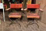 Pair French Metal Arm Chairs