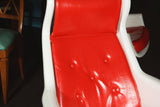 Red and White Midcentury Swivel Chair